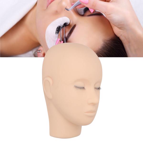 Lash Mannequin Head 3 Layers Safe Soft Silicone High Simulation Makeup Practice Head for Salon Massage Training