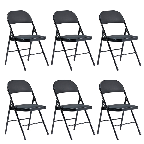 【Old Code：21983178】6pcs Elegant Foldable Iron & PVC Chairs for Convention & Exhibition Black 