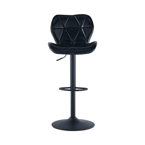 Faux Leather Swivel Bar Stools set of 2, Adjutable Height Metal Frame, Black