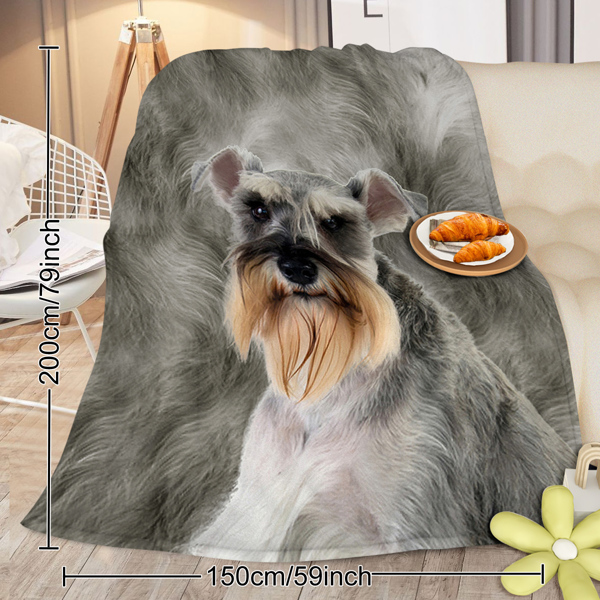 Schnauzer Flannel Blankets Cozy Blanket Super Soft Cozy Warm Puppy Dog Throw Blanket for Couch Chair Bed Sofa Office Cute Schnauzer Gifts 75*100cm