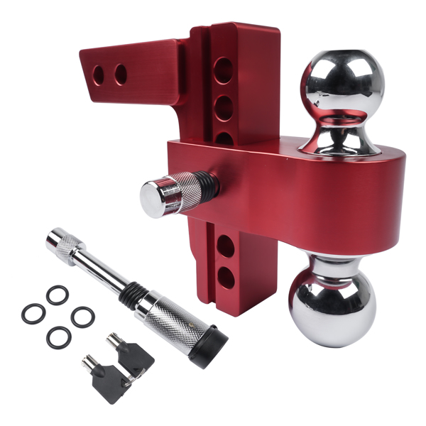 Adjustable Red Trailer Hitch Fits 2" Receiver 6" Drop Solid Tube Hitch 12500 LBS