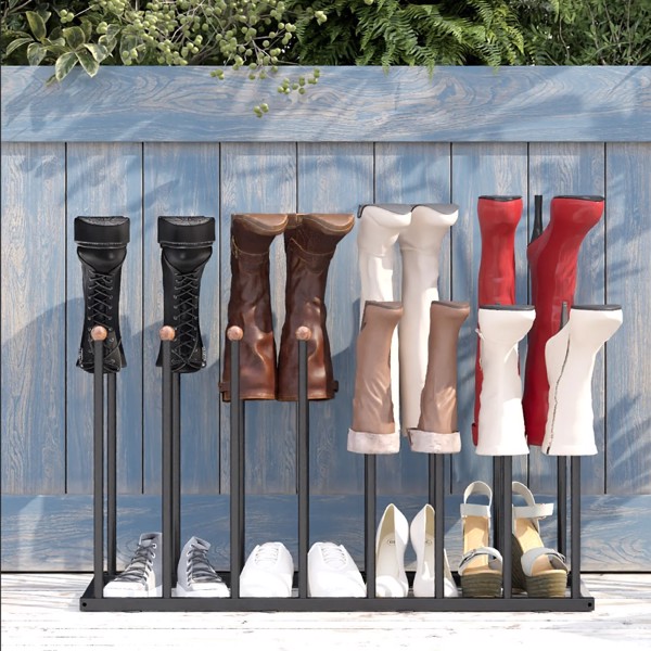 Boot Rack Organizer for 8 Pairs, Free Standing Boot Storage Metal Shoe Rack Fit for Tall Boots