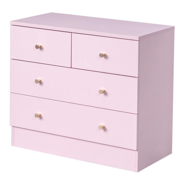 Modern Simple 4-Drawer Dresser Nightstand PINK