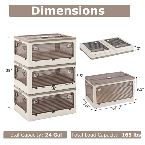 3-Pack Stackable Storage Bins 18.5'' x 14'' x 9.5''