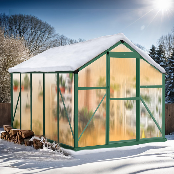 6x10ft Hybrid Polycarbonate Greenhouse Green