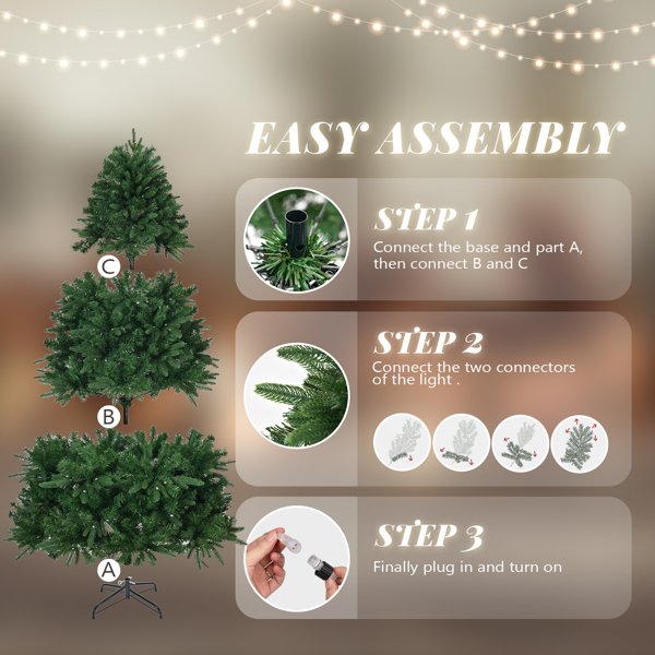 7.5 FT Pre-lit Artificial Christmas Tree, APP Controlled Xmas Tree Hinged Branches with 400 RGB Lights and 2436 Branch Tips, for Holiday Party Store Office Home, Green