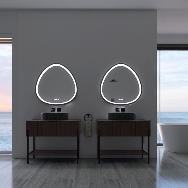 32 x 32 in. Gunmetal Grey Framed Dimmable Anti-Fog LED Bathroom Vanity Mirror