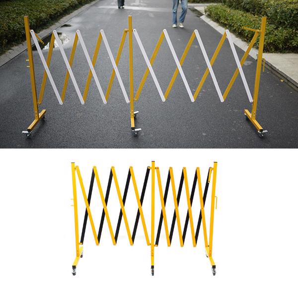 5m Expandable Metal Barricade Iron Column Mesh Reflective Portable Traffic Fence with Locking Coasters