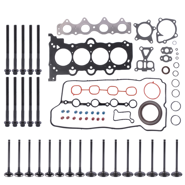 Head Gasket Set W/ Bolts &Intake Exhaust Valves for Kia Soul 1.6L L4 2012-2018