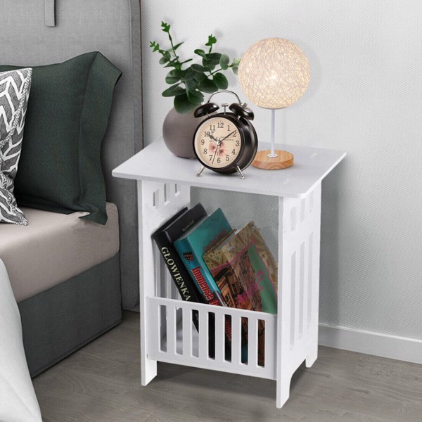 White Bedside Table Cabinet Nightstand Small Side End Table Storage Organizer U