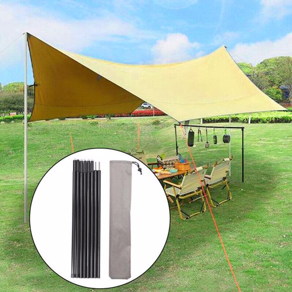 2x200cm Tent Poles Universal Telescopic Adjustable Steel Awning Canopy Tarp Pole