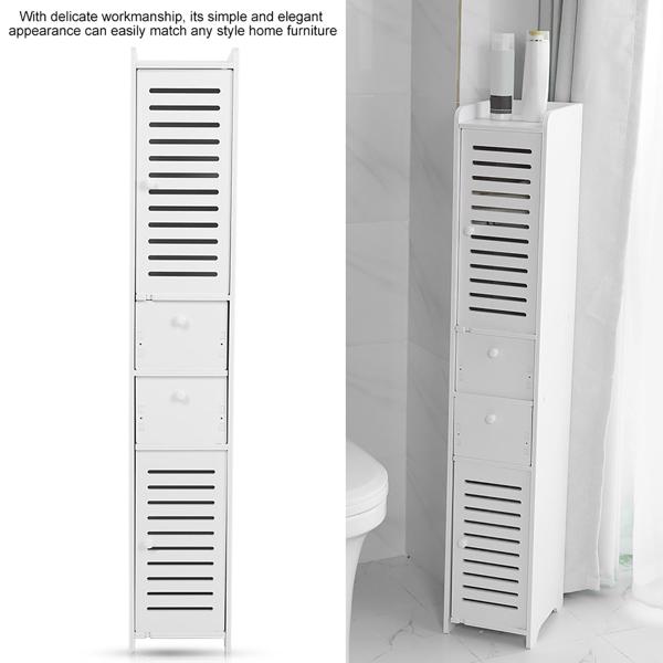 Wood Plastic Board Corner Cabinet Bathroom Fashionable Storage Shelf Rack Room Organizer