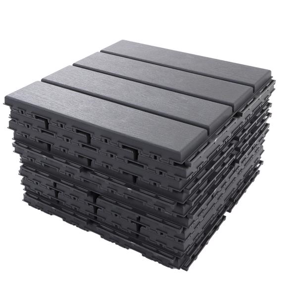 30Pcs Interlocking Deck Tile Waterproof Drainage Floor Cushion Tile PP 30x30cm for Patio