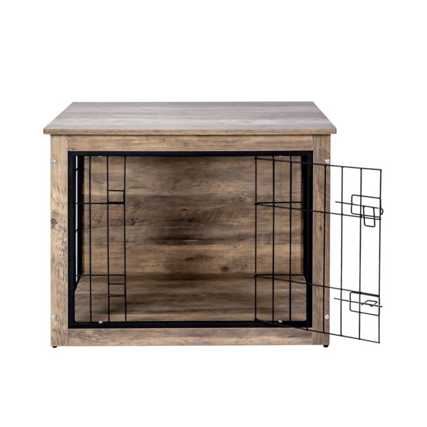 Dog Crate Furniture , Medium Wooden Dog Crate with Double Doors, Dog Furniture, Indoor Dog Kennel,  Medium