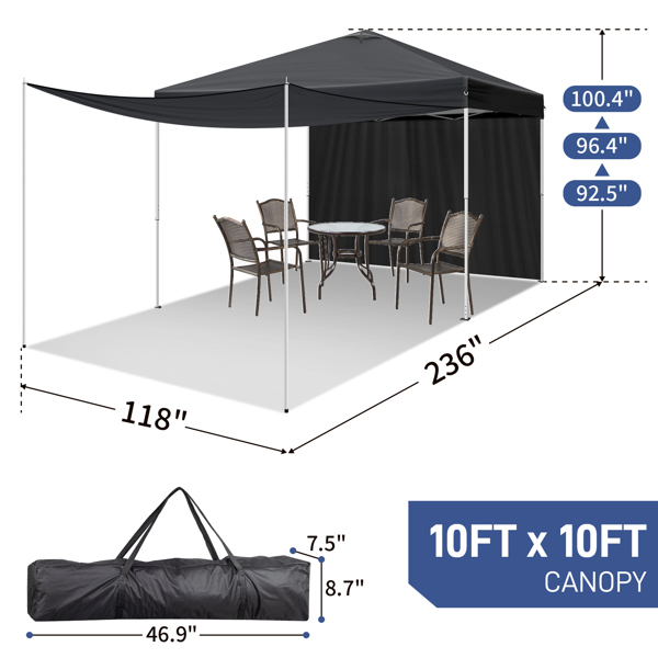 10x10FT pop up Canopy Tent with 2 sidewalls, Outdoor Canopy Tent for Parties