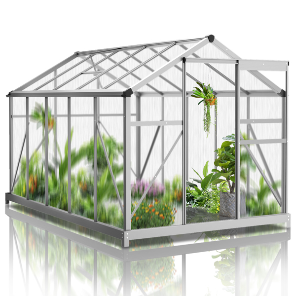 6x10ft Hybrid Polycarbonate Greenhouse Silver