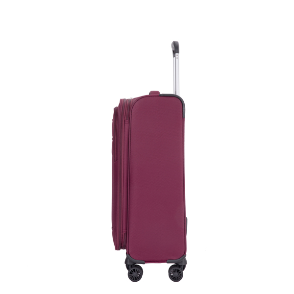 3-Piece Set (18/Travelbag /toiletry bag) ,Softshell Suitcase Spinner Wheels Terylene Polyester Luggage Sets Carry On Suitcase Luggage Lightweight Durable Suitcase WINE RED