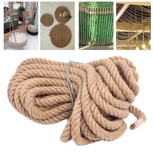 Twisted Yellow Hemp Rope Twisted Natural Thick Jute Rope Hammock Swing Boat Railing 40mm 800kg Bearing