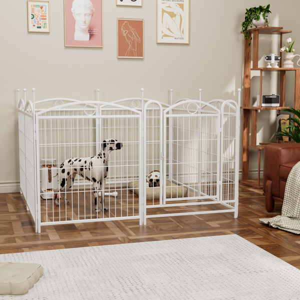 Dog Playpen Indoor 32 inch 8 Panels Metal Dog Pen Pet Dog Fence Outdoor Exercise Pen with Doors, Heavy Duty Dog Fence Puppy Pen for Large Medium Small Dogs Indoor Outdoor Foldable Pet Exercise Pen