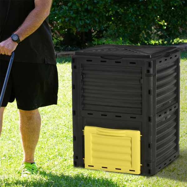 300L Garden compost bin with 48 vents Yellow