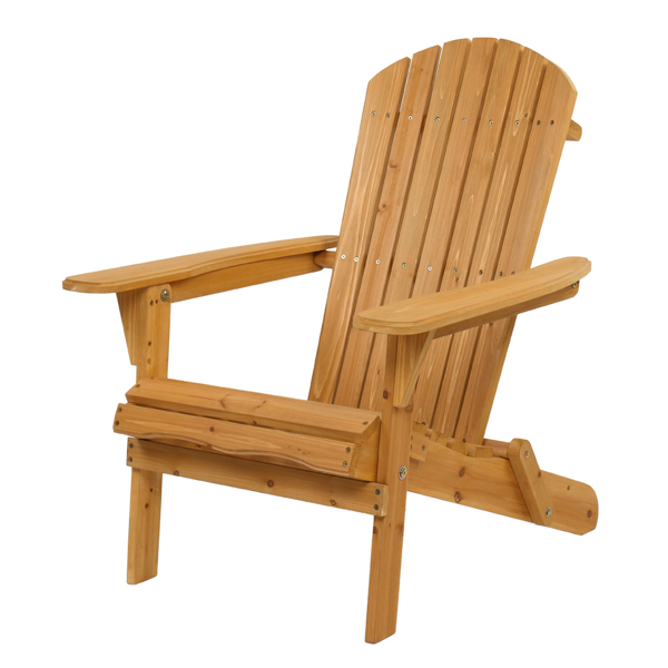 【Replace 57738306】Folding Wooden Adirondack Lounger Chair with Natural Finish