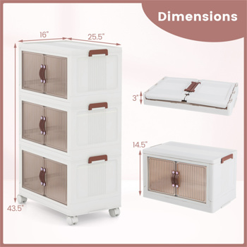 Stackable Storage Boxes Bins with  Lockable Casters 25.5\\" x 16“ x 43.5”