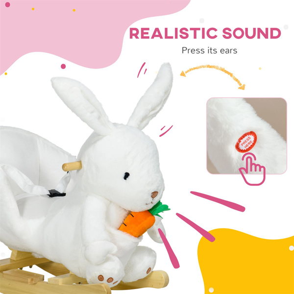 Baby rocking horse toy with music playback  White rabbit shape