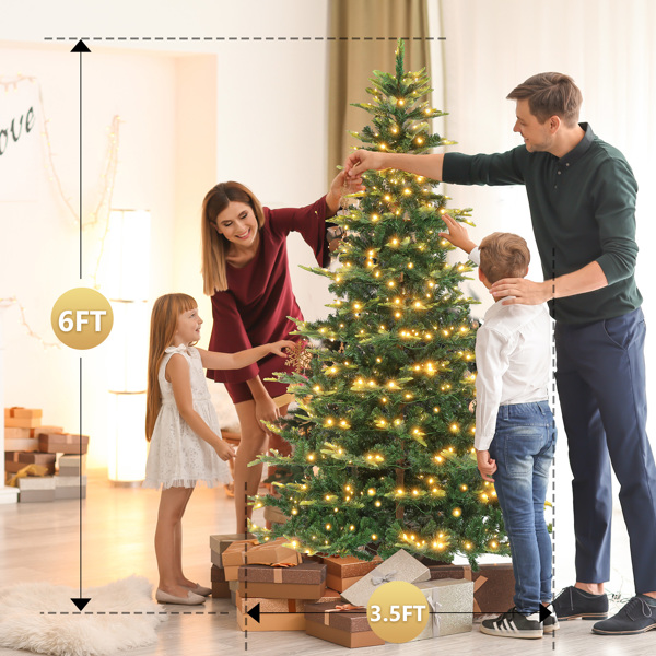 6ft Automatic Tree Structure PE PVC Material 380 Lights Warm Color 9 Modes With Remote Control 937 Branches Christmas Tree Green S101