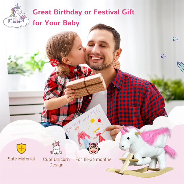 Baby rocking horse toy with music playback，Unicorn design