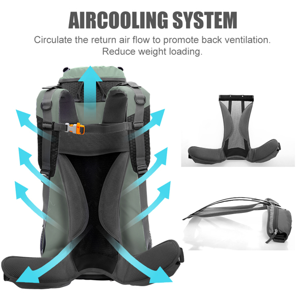 60L Outdoor hiking backpack with internal frame, including rain cover, cyan （Amazon Shipping）（Prohibited by WalMart）（No shipment on weekends）