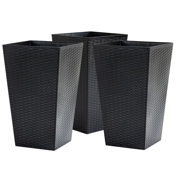 3 PCS Indoor Planters with Drainage Hole Black