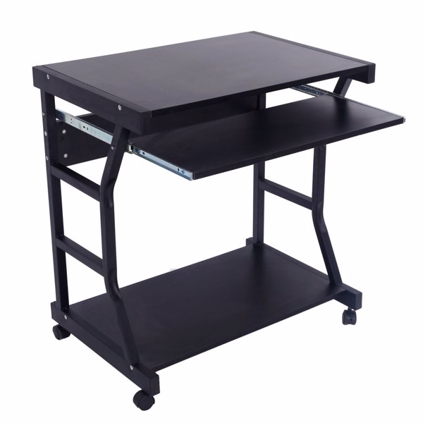 Moveable Four-wheel Computer Desk Black