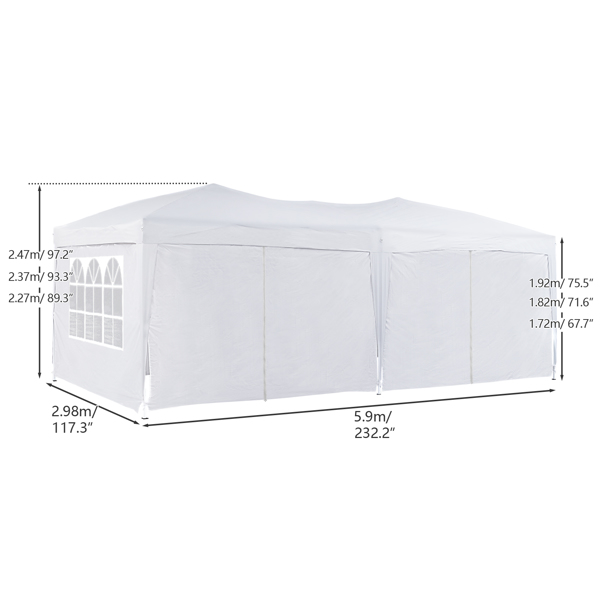 10×20 Party Tent Wedding Patio Gazebo,with 6 Removable Sidewalls & Carry Bag The Pop Up Canopy Tent, Anti-UV All Season Wind Waterproof Commercial Outdoor Wedding BBQ Events Party Tent