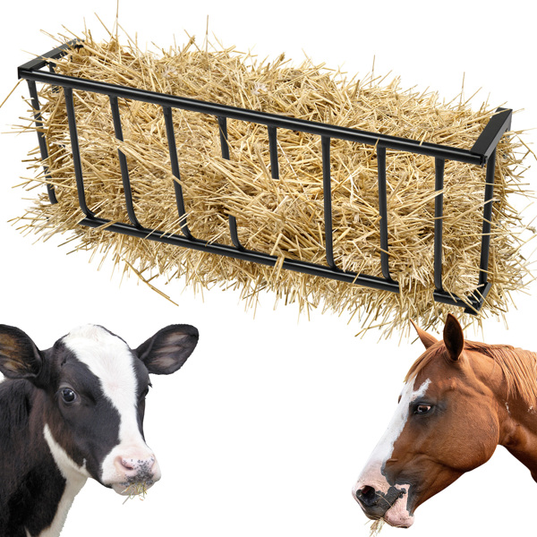 Large Capacity Hay Feeder, Heavy-Duty Steel Goat Hay Rack, 40.8" Long Wall Mounted Horse Hay Holder, Multiple Sided Feeding Rack for Sheep Farm Livestock Indoor Outdoor, BLACK