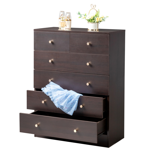 Modern Simple 6-Drawer Dresser Brown