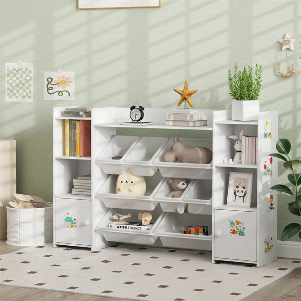 White multifunctional bookshelf for children