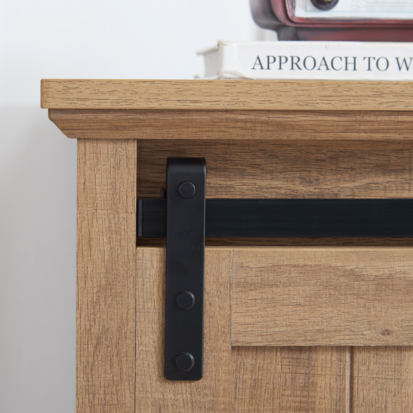 5 Drawers Dresser w/Sliding Barn Door, Farmhouse Modern Tall Dresser 5 Chest of Drawers, Storage Organizer Dresser for Bedroom, Hallway, Living Room, Kids Room OAK