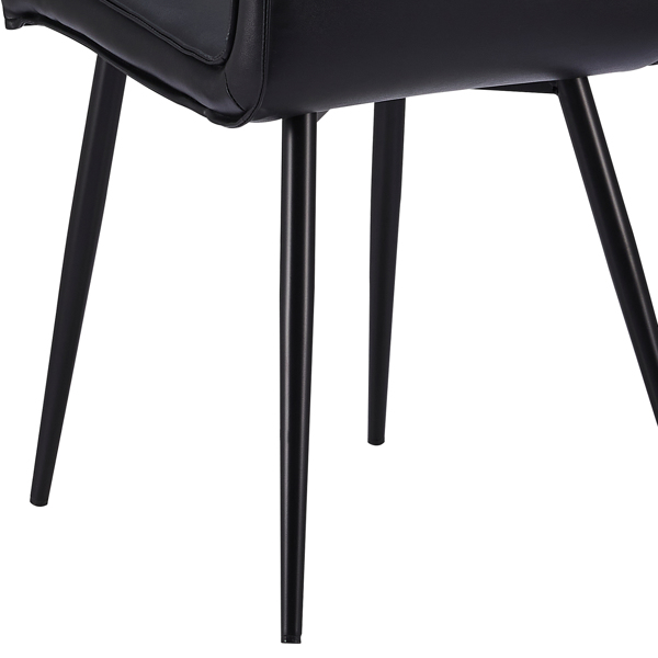 Faux Leather Dining Chairs set of 2, Carbon Seel Metal Frame Leg, Black