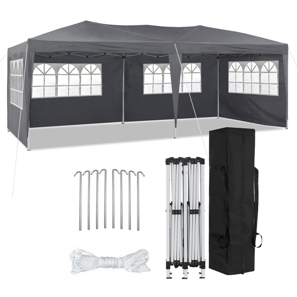 10×20 Party Tent Wedding Patio Gazebo,with 6 Removable Sidewalls & Carry Bag The Pop Up Canopy Tent, Anti-UV All Season Wind Waterproof Commercial Outdoor Wedding BBQ Events Party Tent