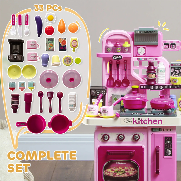 Complete Kitchen Set for Kids，33 Accessories & Storage