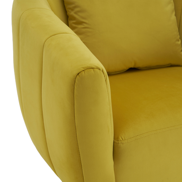 360° Swivel Accent Chair, Modern Velvet Fabric Living Room Armchair with Fluffy Cushions, Comfy Wide Upholstered, Barrel Accent Chairs for Living Room, Bedroom, Lounge, Office Yellow