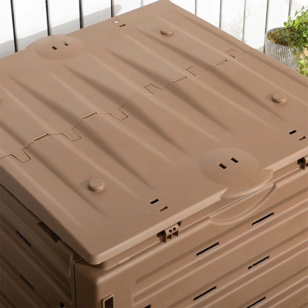 450L Garden Compost Bin with 2 Sliding Doors, Brown