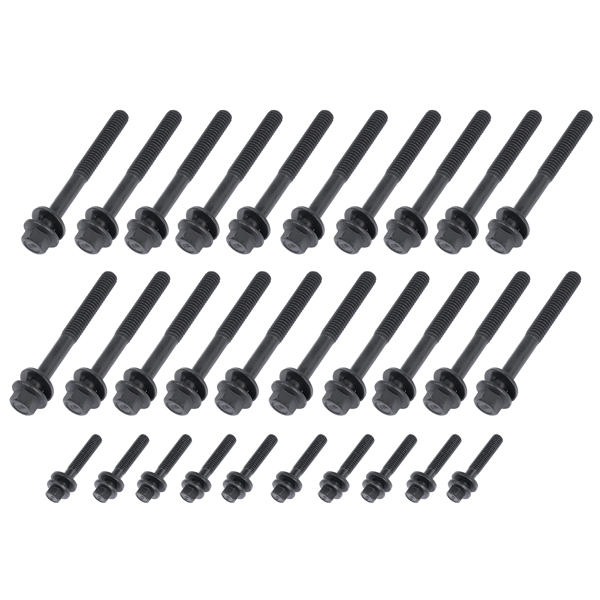 Cylinder Head Bolt Kit Hex Head Black Oxide for Small Block Chevy Gen III LS 4.8L 5.3L 6.0L Engine 2004- 134-3610