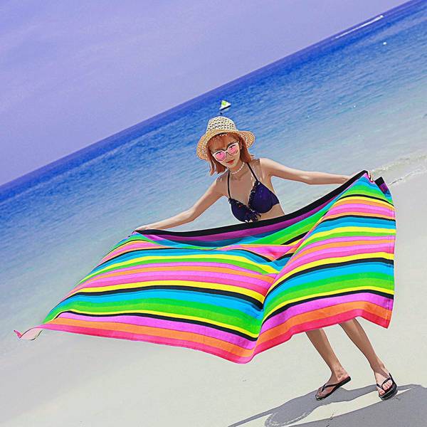 Striped Extra Large Microfibre Lightweight Beach Towel Quick Dry Travel Towel