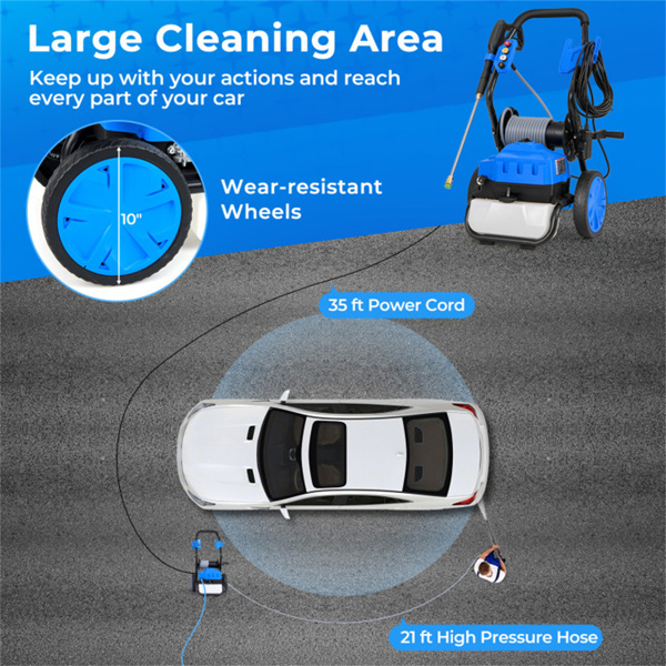 2300 PSI 1.8 GPM electric high-pressure cleaning machine with wheels