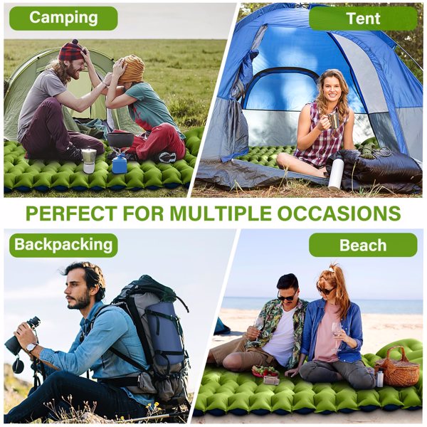 Double Air Mattress with Pillow, Built-in Foot Pump, 4-inch Camping Air Mattress,  for Backpacking, Hiking, Traveling, Tent (Amazon Shipping) (Banned by WalMart) (Not shipped on weekend)