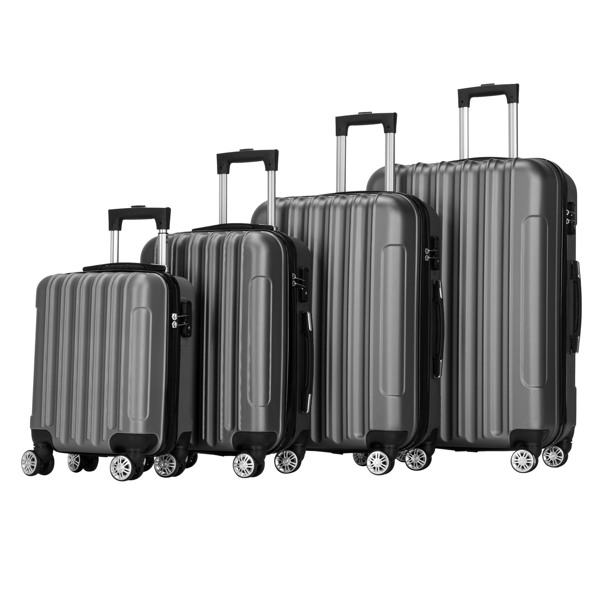 4 Piece Luggage Sets, 16/20/24/28" ABS Durable Suitcase Sets Double Wheels TSA Lock, Gray