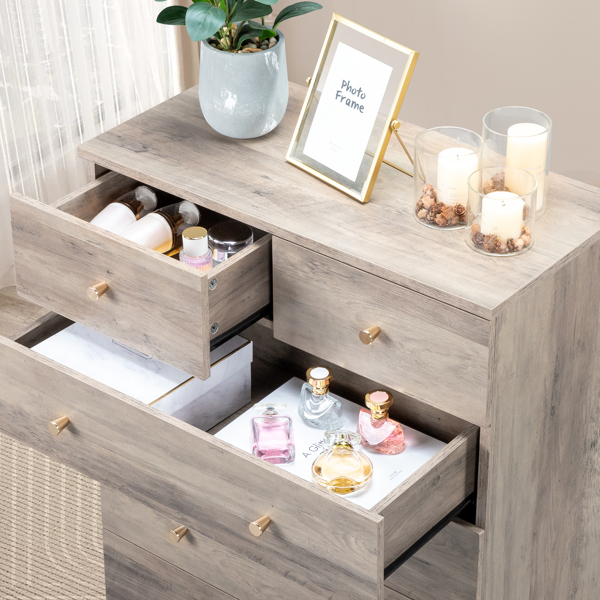 Modern Simple 5-Drawer Dresser Gray