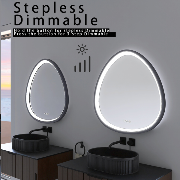 32 x 32 in. Gunmetal Grey Framed Dimmable Anti-Fog LED Bathroom Vanity Mirror