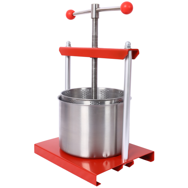 Fruit Wine Manual Press - 0.53 Gallon Stainless Steel Barrels Press Machine for Juice, Vegetable,Wine,Olive Oil